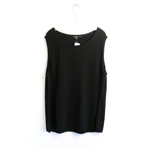 NWT Lafayette 148 Sleeveless Sweater Black Pullover textured 3X vest new plus